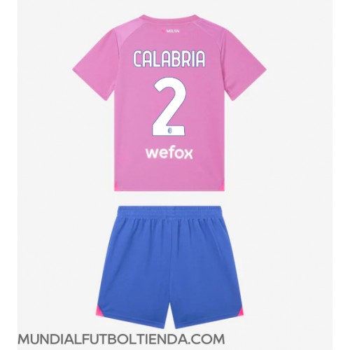 Camiseta AC Milan Davide Calabria #2 Tercera Equipación Replica 2023-24 para niños mangas cortas (+ Pantalones cortos)